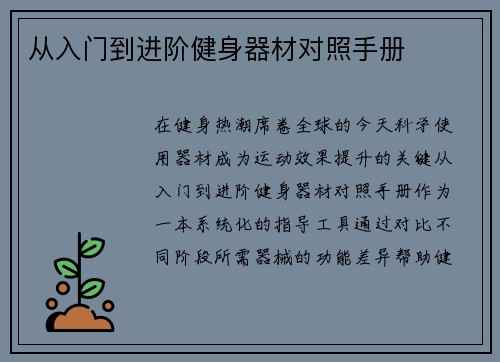 从入门到进阶健身器材对照手册